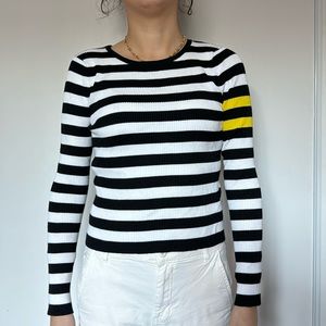 F21 black and White Striped along Sleeve Top- M